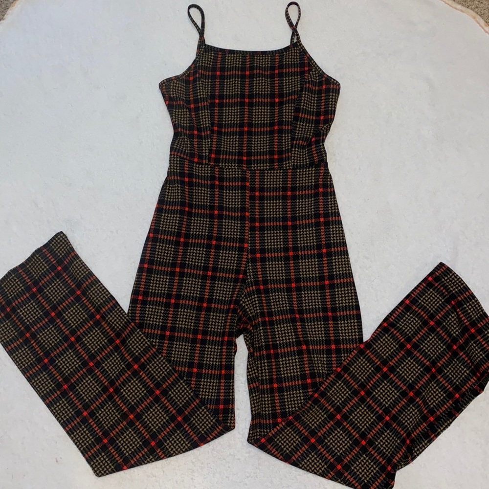 Brand: one by one, size: m, plaid jumpsuit